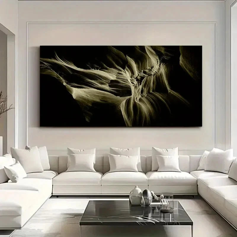 Modern Abstract Stone Black Wall Art Canvas Office Home Room Framed 120x60cm