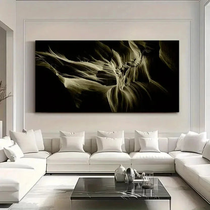 Modern Abstract Stone Black Wall Art Canvas Office Home Room Framed 120x60cm