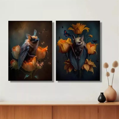 2pcs Decorative Painting, Dark Bats Canvas Framed 50x75cm - High Quality Print 100% Australian Made Wall Canvas Ready to Hang - Bella Home Decor