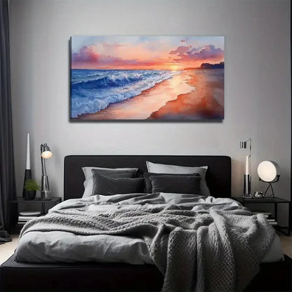 Sunrise Of The Coastline Wall Art Canvas Office Home Room Framed 120x60cm