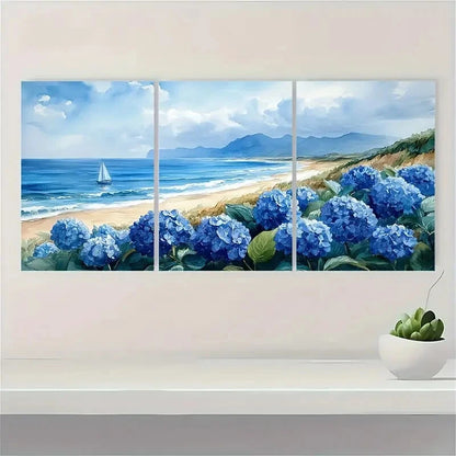 3pcst Nantucket Painting Hydrangeas Poster Metal Print Ready to Hang Art - Bella Home Decor