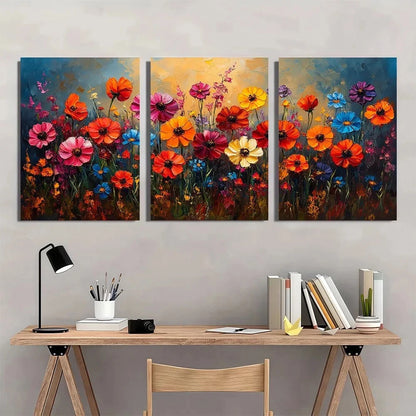 3pcs Wildflowers In Bloom Beautiful Metal Print Ready to Hang Art - Bella Home Decor