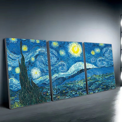 3pcs Starry Night Wall Art Set Canvas Framed 60x90cm High Quality Print 100% Australian Made Wall Canvas Ready to Hang