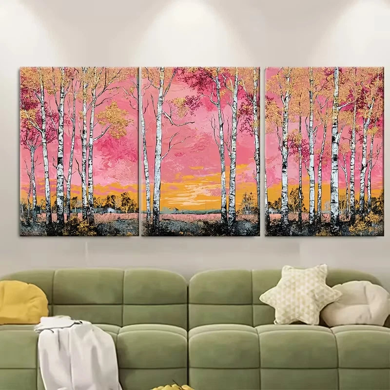 3pcs Abstract Farm Landscapes Metal Print Ready to Hang Art - Bella Home Decor