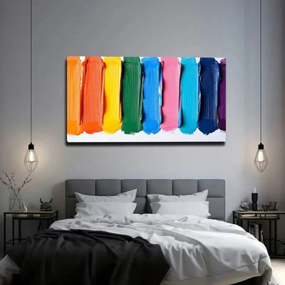 Colorful Stroke Design Vibrant Wall Art Canvas Office Home Room Framed 120x60cm