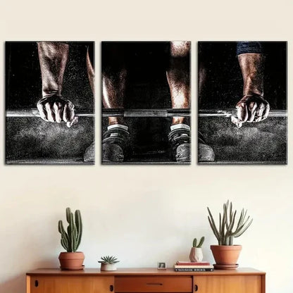 3pcs Gym Motivation Weightlifting Wall Art Canvas Unframed - High Quality Print 100% Australian Made Wall Canvas