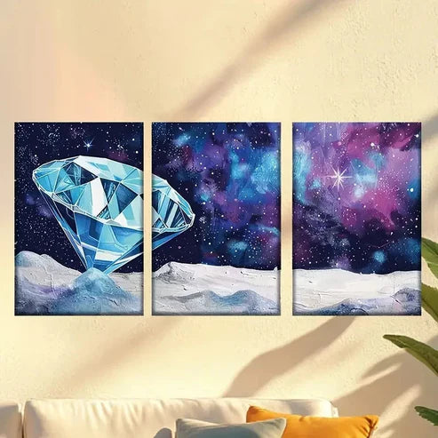 3pcs Diamonds under the stars Wall Art Set Canvas Unframed - High Quality Print 100% Australian Made Wall Canvas - Bella Home Decor