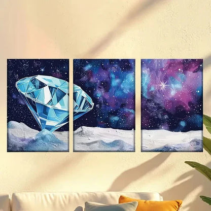 3pcs Diamonds under the stars Wall Art Set Canvas Unframed - High Quality Print 100% Australian Made Wall Canvas - Bella Home Decor