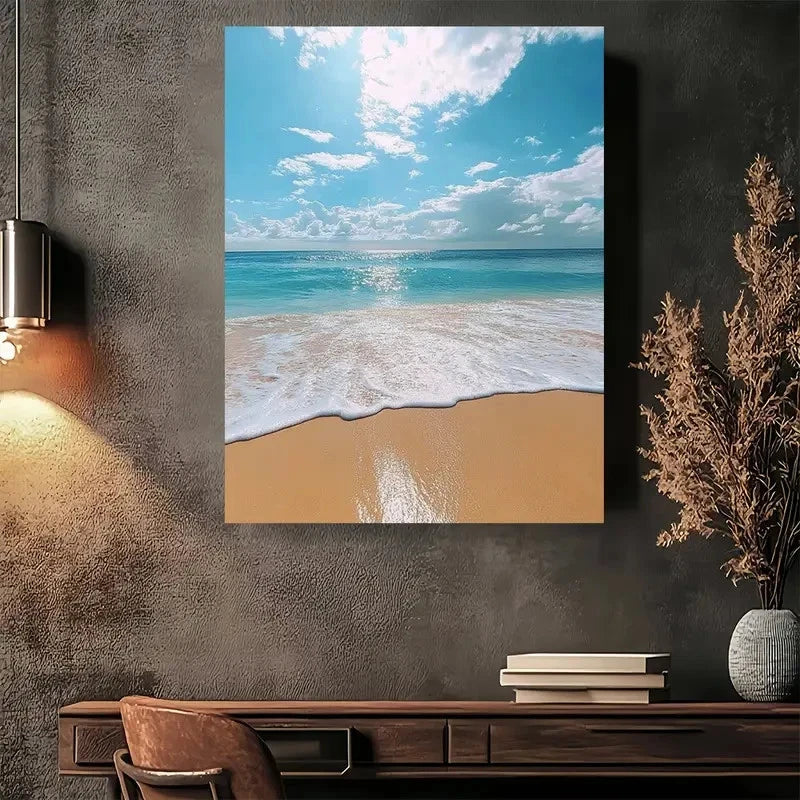 Beautiful Beach Sunset Serenity Painting  40x60cm Metal Print Ready to Hang