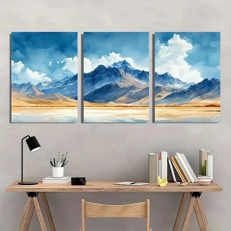 3pcs Colorado Sand Mountain Watercolor Art Metal Print Ready to Hang Art