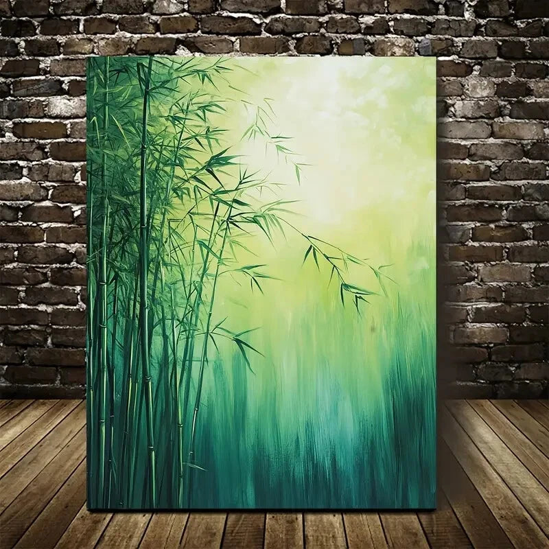 Serene Natural Scenery with Soft Green Hues Painting 40x60cm Metal Print Ready to Hang - Bella Home Decor