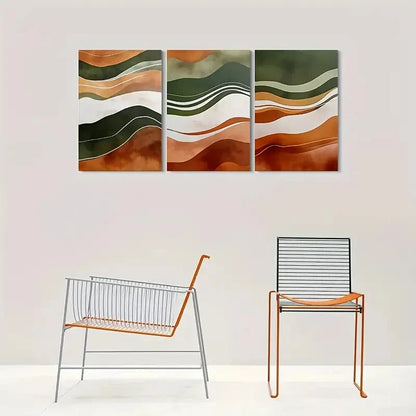 3pcs Abstract Wave Patterns Triptych Metal Print Ready to Hang Art - Bella Home Decor
