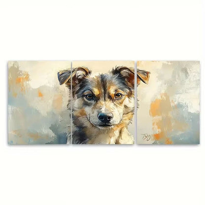 3pcs Dog Portrait Watercolor Painting Metal Print Ready to Hang Art - Bella Home Decor