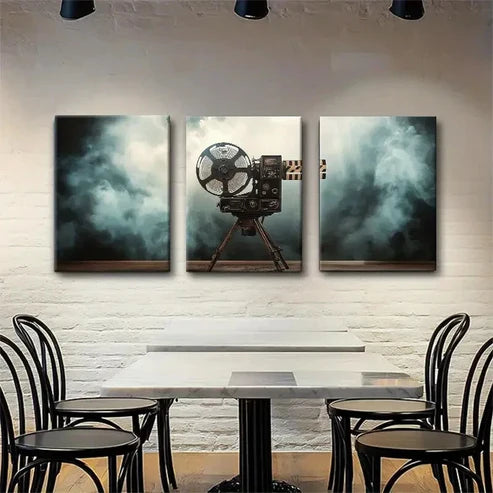 3pcs Vintage Film Projector Design Perfect Wall Art Set Canvas Unframed - High Quality Print 100% Australian Made Wall Canvas