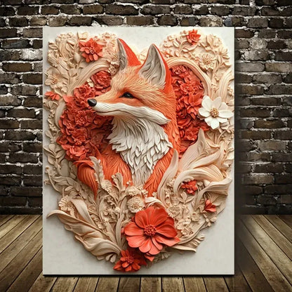 Beautiful Magical Fox Measuring Painting  40x60cm Metal Print Ready to Han - Bella Home Decor