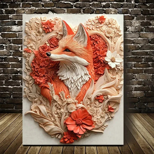 Beautiful Magical Fox Measuring Painting  40x60cm Metal Print Ready to Han - Bella Home Decor