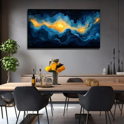 Bohemian Style Blue Smoke Wall Art Canvas Office Home Room Framed 120x60cm
