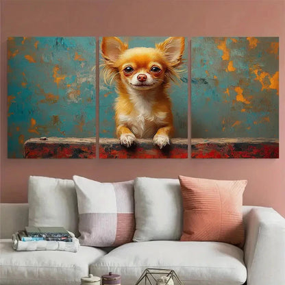 3pcs Chihuahua Small Dog Portrait Metal Print Ready to Hang Art