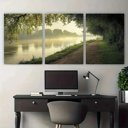 3pcs Thames Path Print River Thames Perfect Wall Art Set Canvas Unframed – High Quality Print 100% Australian Made Wall Canvas