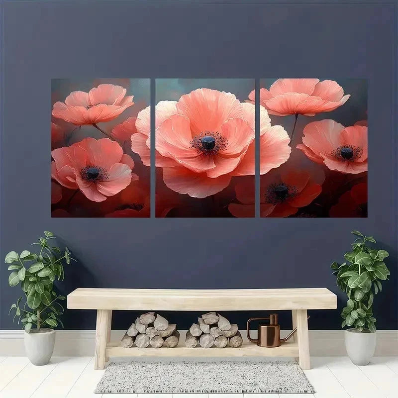 3pcs Pink Flower Nature Beauty Perfect Wall Art Set Canvas Framed 60x90cm - High Quality Print 100% Australian Made Wall Canvas Ready to Hang - Bella Home Decor
