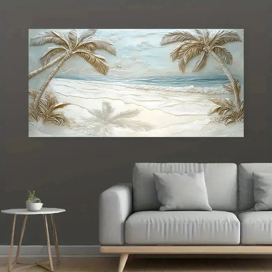 Luxury Seaside Coconut Tree Wall Art Canvas Office Home Room Framed 120x60cm