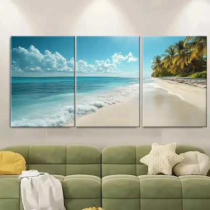 3pcs Paradise Beach ER Wall Art Set Canvas Framed 40x60cm - High Quality Print 100% Australian Made Wall Canvas Ready to Hang