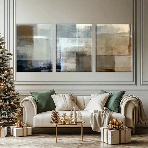 3pcs Modern Abstract Contemporary Winter Wall Art Set Canvas Unframed - High Quality Print 100% Australian Made Wall Canvas