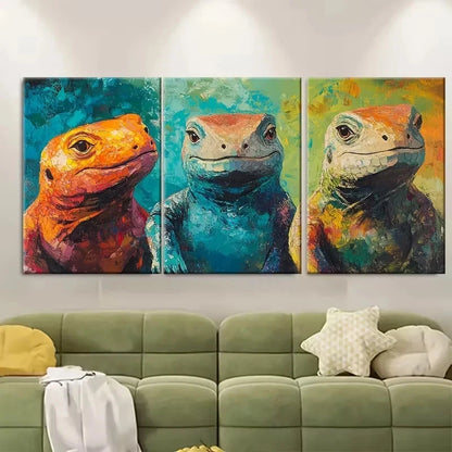 3pcs Vibrant Galapagos Tortoise Wall Art Set Canvas Framed 60x90cm - High Quality Print 100% Australian Made Wall Canvas Ready to Hang