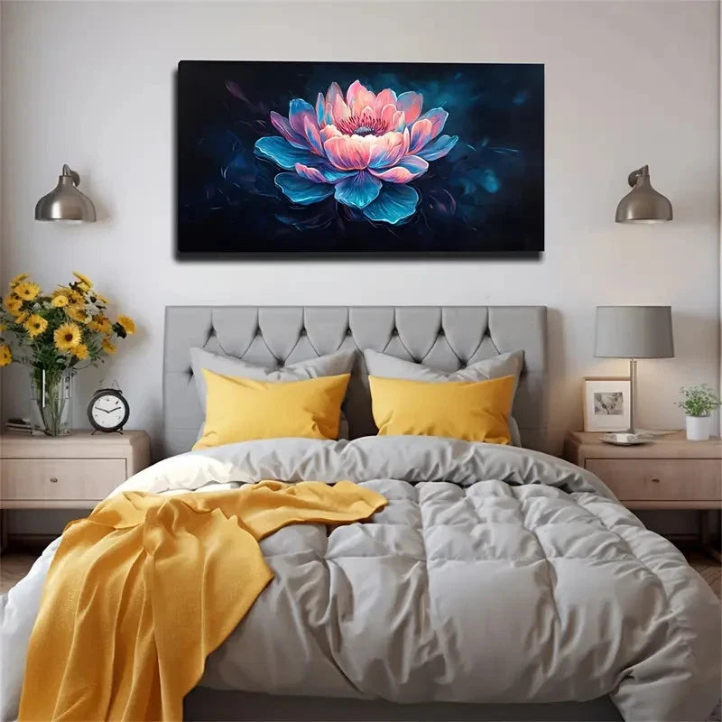 Dark Teal To Black Gradient Wall Art Canvas Office Home Room Framed 120x60cm
