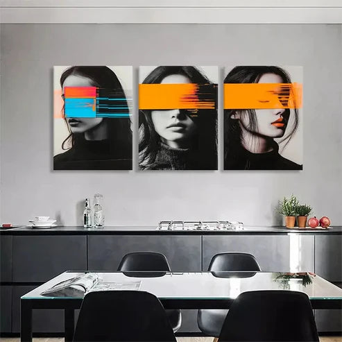 3pcs Women Vibrant Color Blocks Eyes Perfect Wall Art Set Canvas Unframed - High Quality Print 100% Australian Made Wall Canvas