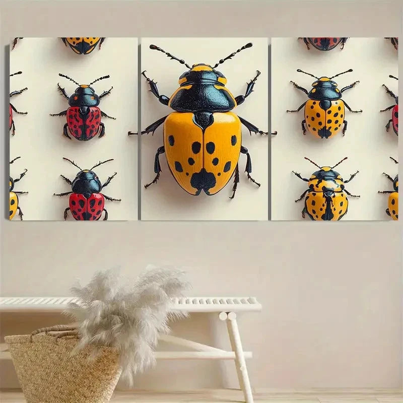 3pcs Beetle Wall Art Set Canvas Framed 40x60cm - High Quality Print 100% Australian Made Wall Canvas Ready to Hang - Bella Home Decor