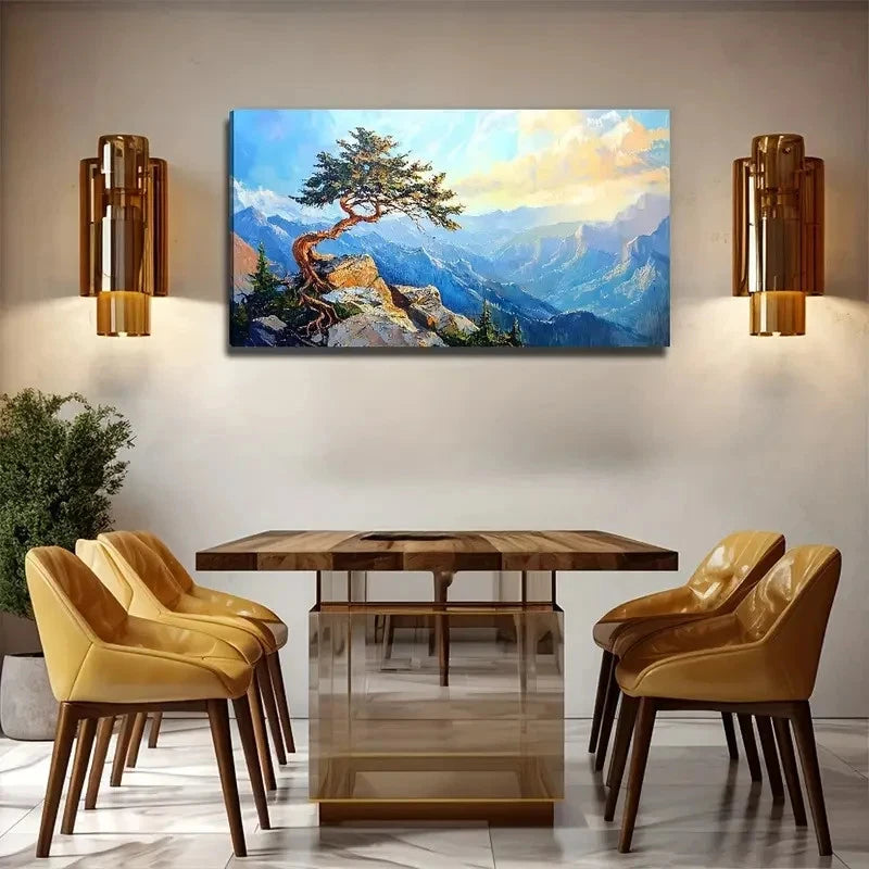 Tree On The Mountain Suitable Wall Art Canvas Office Home Room Framed 120x60cm