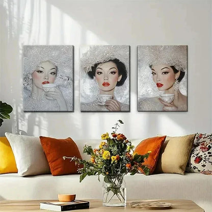 3pcs Elegant Woman Glamour Portrait Perfect Wall Art Canvas Unframed – High Quality Print 100% Australian Made Wall Canvas