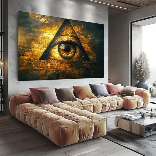 Mystical Eye Triangle Wall Art wall canvas office home room framed 120x60cm - Bella Home Decor
