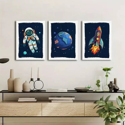 3pcs Space Themed Wall Art Canvas Unframed - High Quality Print 100% Australian Made Wall Canvas