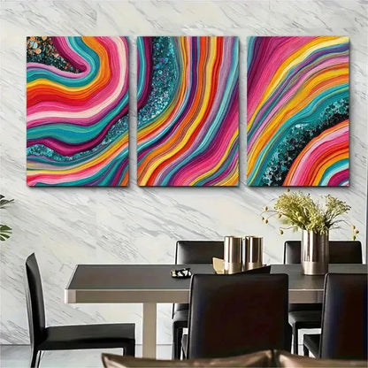 3pcs Abstract Colorful Modern  Perfect Wall Art Set Canvas Framed 50x70cm - High Quality Print 100% Australian Made Wall Canvas Ready to Hang - Bella Home Decor