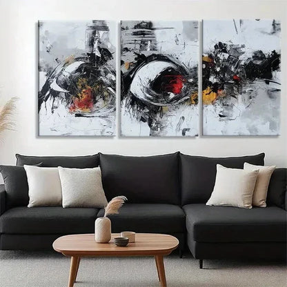 3pcs Black and White Geometric Design Perfect Wall Art Set Canvas Unframed - High Quality Print 100% Australian Made Wall Canvas - Bella Home Decor