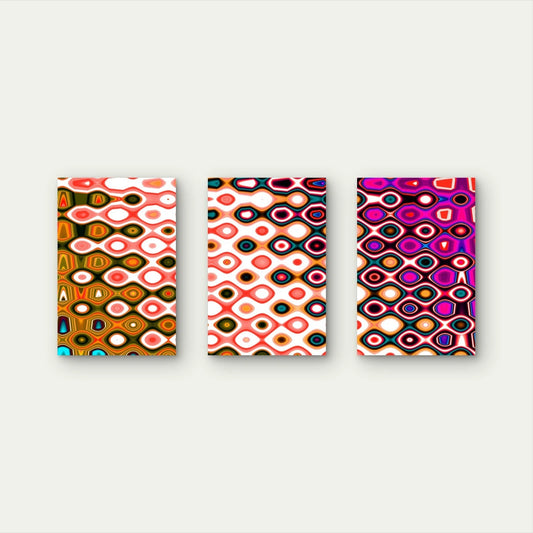 3pcs Retro Abstract Geometric Pattern Wall Art Set Canvas Framed 60x90cm - High Quality Print 100% Australian Made Wall Canvas Ready to Hang