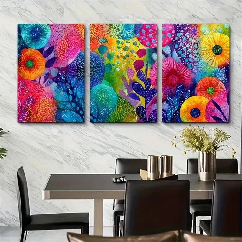 3pcs Colorful Boho Home Decor Perfect Wall Art Set Canvas Framed 50x70cm - High Quality Print 100% Australian Made Wall Canvas Ready to Hang - Bella Home Decor