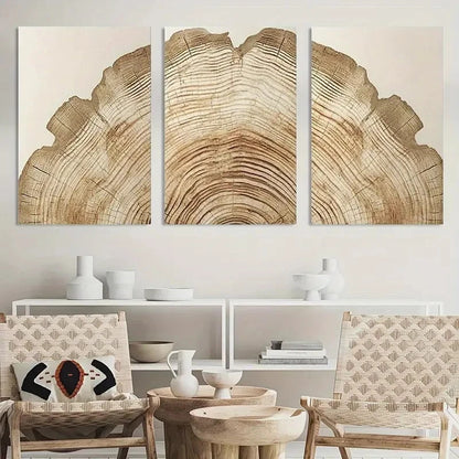 3pcs Tree Ring Wall Art Abstract Nature Metal Print Ready to Hang Art - Bella Home Decor