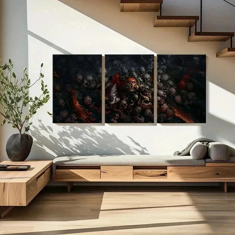 3pcs Fantasy Figures Skeletons Game Characters Wall Art Set Canvas Framed 40x60cm - High Quality Print 100% Australian Made Wall Canvas Ready to Hang - Bella Home Decor