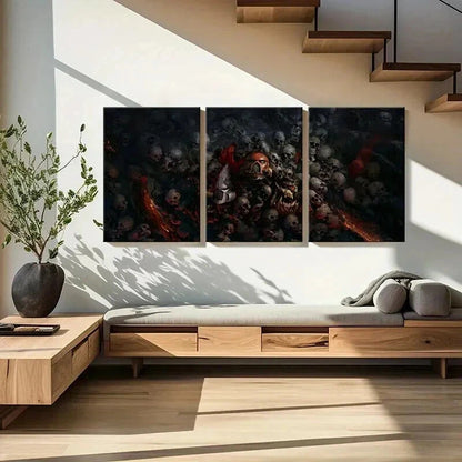3pcs Fantasy Figures Skeletons Game Characters Wall Art Set Canvas Framed 40x60cm - High Quality Print 100% Australian Made Wall Canvas Ready to Hang - Bella Home Decor