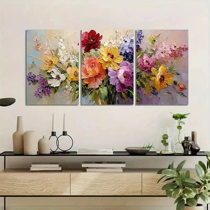 3pcs Cardinals on White Daisies Modern Art Metal Print Ready to Hang Art - Bella Home Decor
