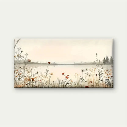 Flowers And Lakes Nature Wall Art Canvas Office Home Room Framed 120x60cm
