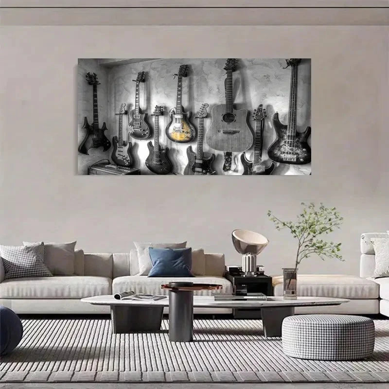 Classical Guitar Elegant Wall Art Canvas Office Home Room Framed 120x60cm - Bella Home Decor