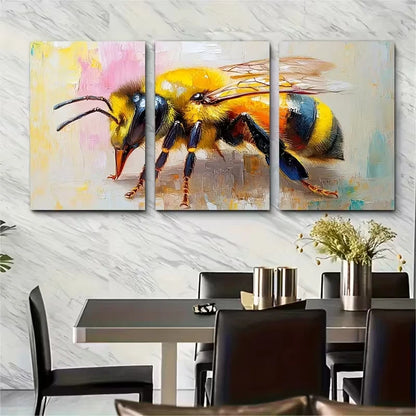 3pcs Bee Painting Honeybee Metal Print Ready to Hang Art - Bella Home Decor