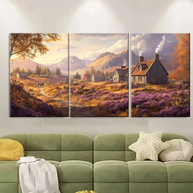 3pcs Depiction of the Scottish Highlands Metal Print Ready to Hang Art - Bella Home Decor