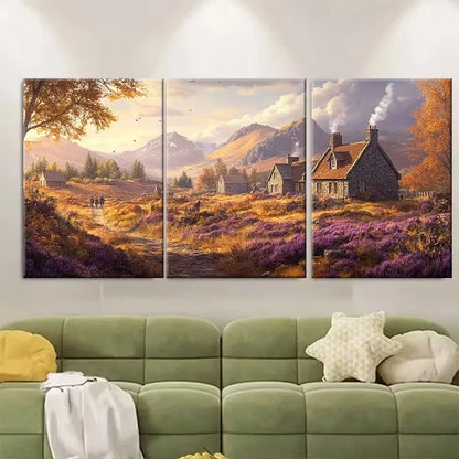 3pcs Depiction of the Scottish Highlands Metal Print Ready to Hang Art - Bella Home Decor