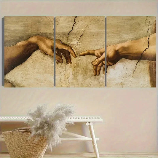3pcs Hands Across The Divide Vintage Wall Art Set Canvas Framed 60x90cm - High Quality Print 100% Australian Made Wall Canvas Ready to Hang