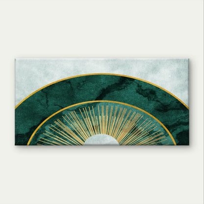 Emerald Green Marble and Gold Sun Wall Art Canvas Office Home Framed 120x60cm
